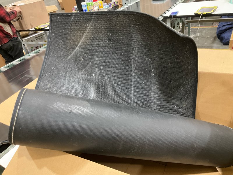 Condition photo showing As Is for Black 2x4 Rectangular Fiberglass Hearth Rug – Fireproof 1000°F Protection, NFPA Class1 Certified, 50% Thicker, Non?Slip Vinyl Backing – Indoor/Outdoor Fireplace