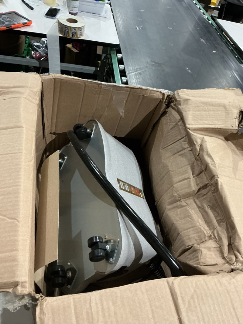 Condition photo showing As Is for jiffy steamer j-4000 garment steamer with plastic steam head, 120 volt, 20 x 11 x 64, gray