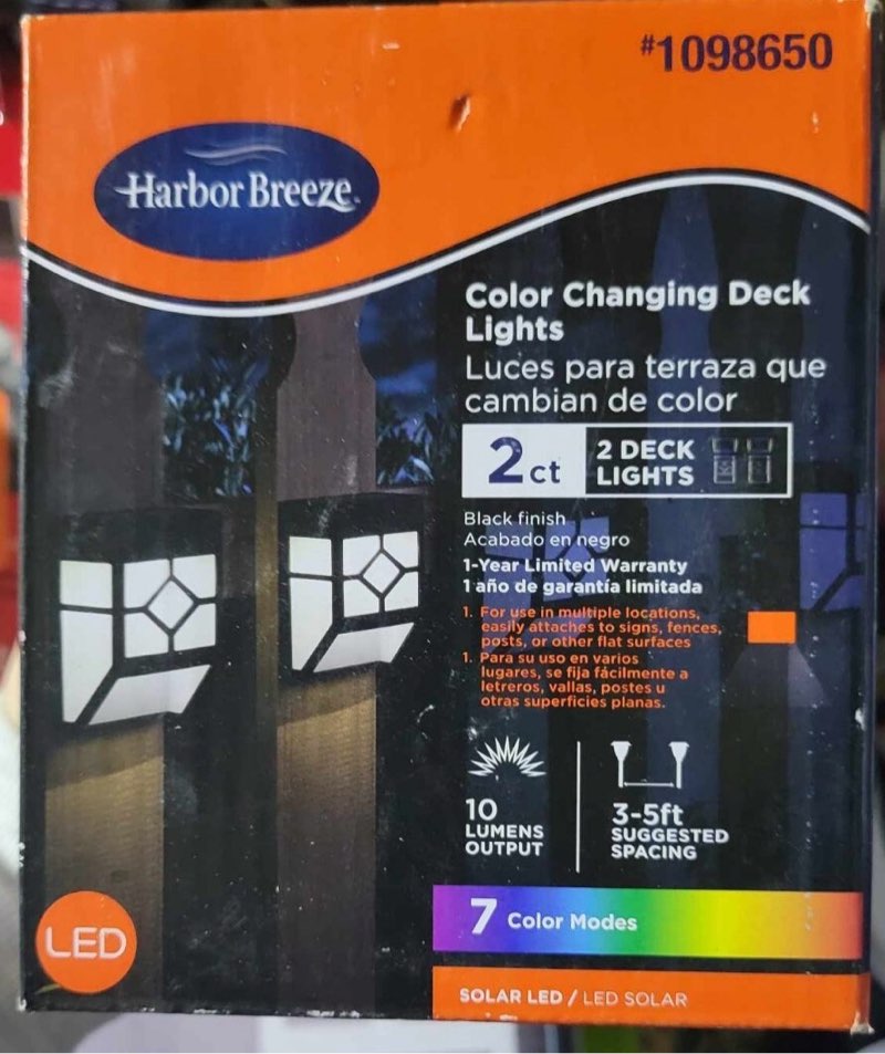 harbor breeze 10-lumen black solar led outdoor deck light 1098650