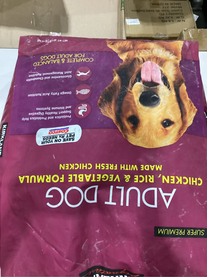 Condition photo showing Good Condition for kirkland signature adult formula chicken, rice and vegetable dog food 40 lb.
