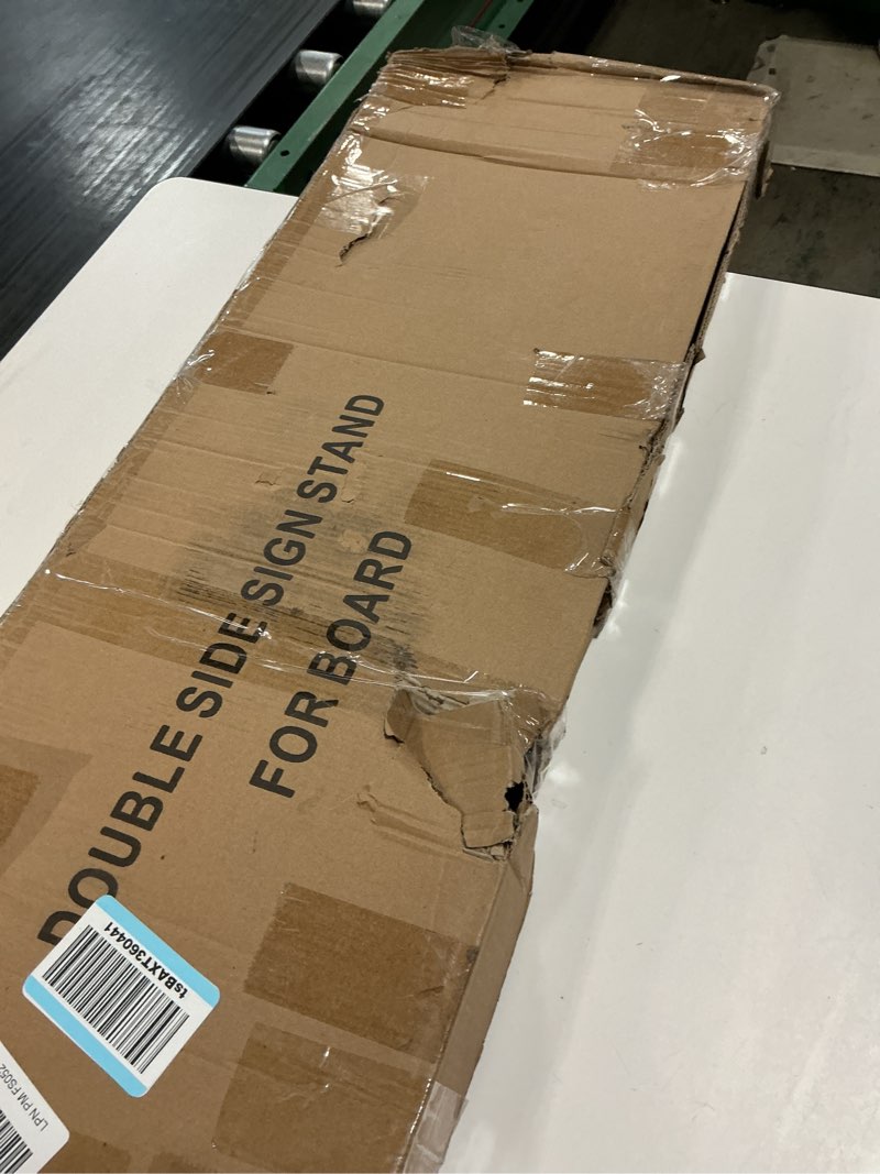 Condition photo showing Good Condition for poster stand heavy duty - 2pack adjustable poster board stand, double-sided poster stands for display banner foam, black metal pedestal poster sign stand outdoor floor standing sign holder 13.2" base (5.3 lb) - 2 pack
