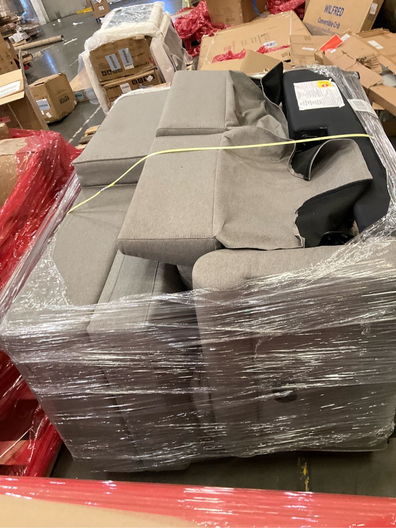 Condition photo showing As Is for Serta Copenhagen Reclining Sectional Sofa, Small Couch with Built-In Storage, Low-Maintenance & Family-Friendly Fabric, Left Storage Chaise, Beige Left Sectional Beige