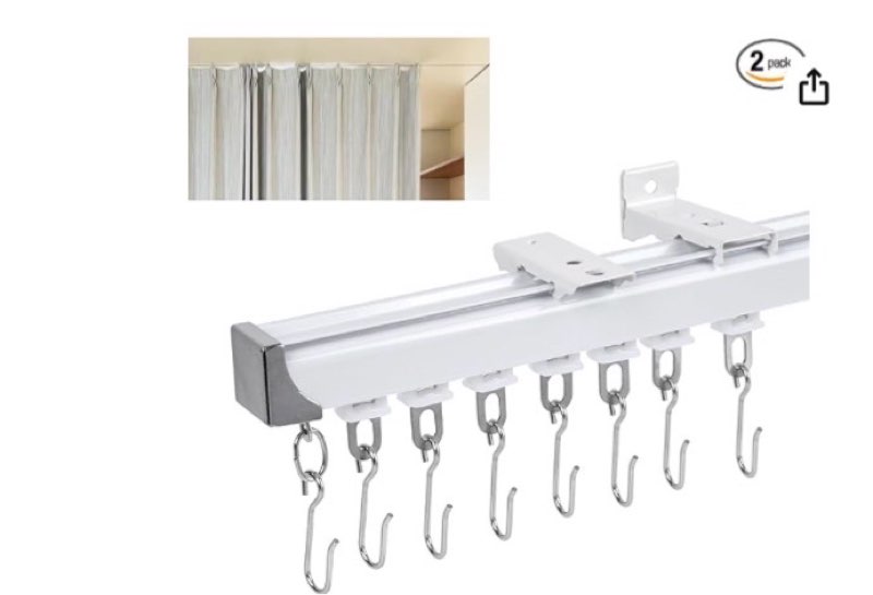 Ceiling Curtain Track 6ft/2 Meter - Adjustable Length, Aluminum, Ceiling or Wall Mounted, for Privac
