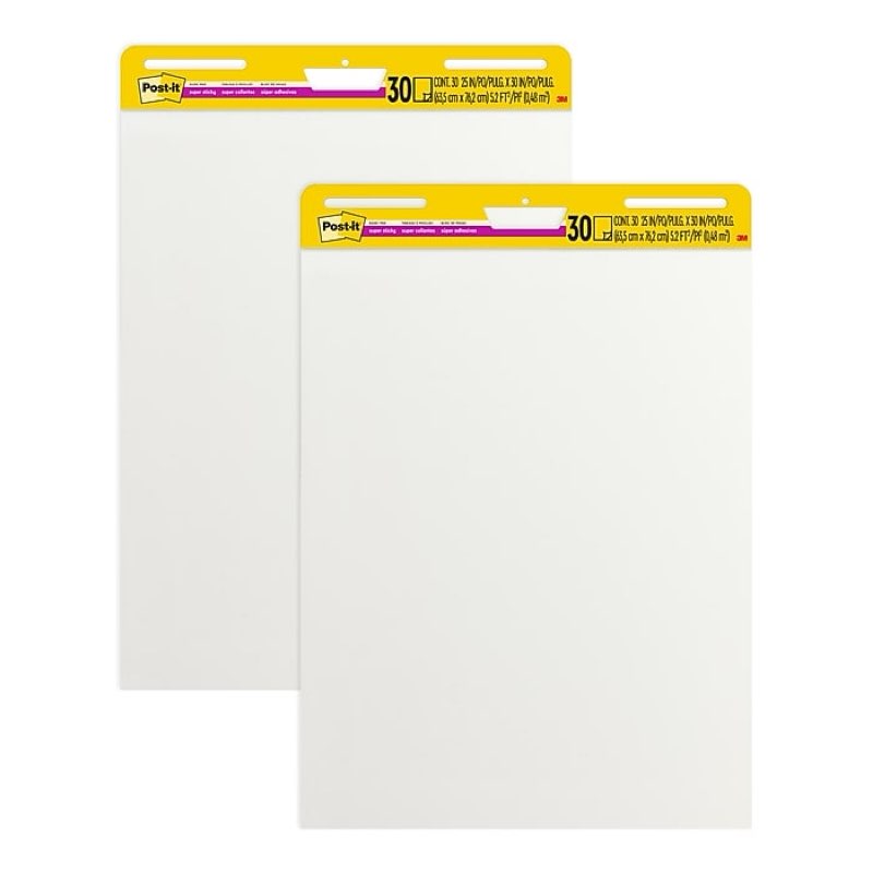 Post-it Super Sticky Easel Pad, 25" x 30", 30 Sheets/Pad, 2 Pads/Pack (559)
