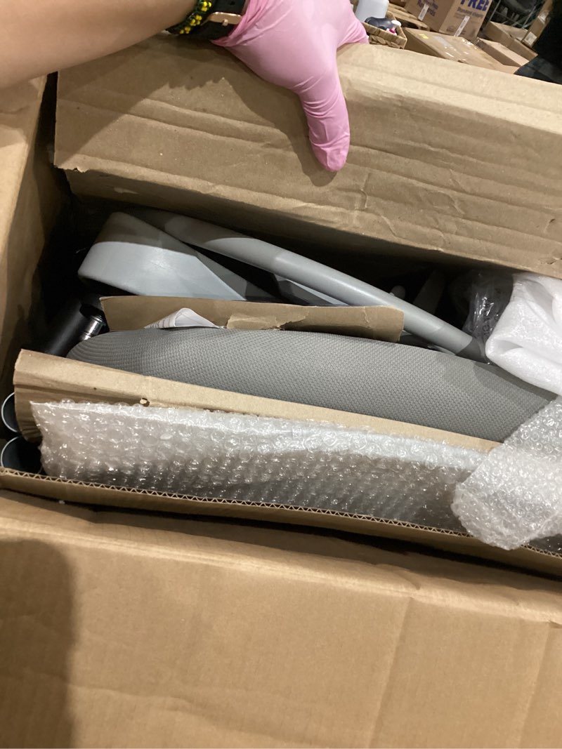 Condition photo showing As Is for dumos drafting chair - ergonomic tall office for standing desk, counter with height adjustable and comfortable lumbar support, fixed armrests, grey grey 18.49"d