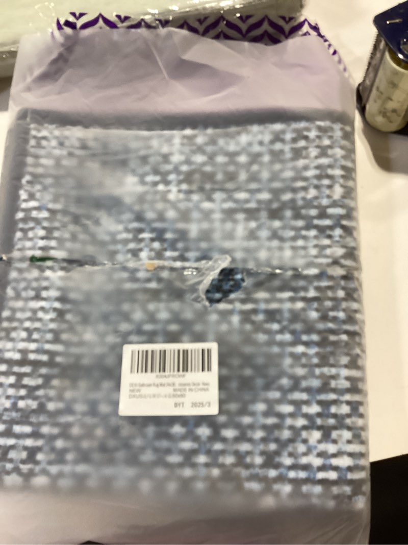 Condition photo showing As Is for DEXI Bath Mats for Bathroom, 24x36 Absorbent Bath Mat Quick Dry, Washable Chenille Bathroom Rugs with Non Slip Rubber Backing for Shower Floor, Blue 2' x 3' (Rectangular) Blue