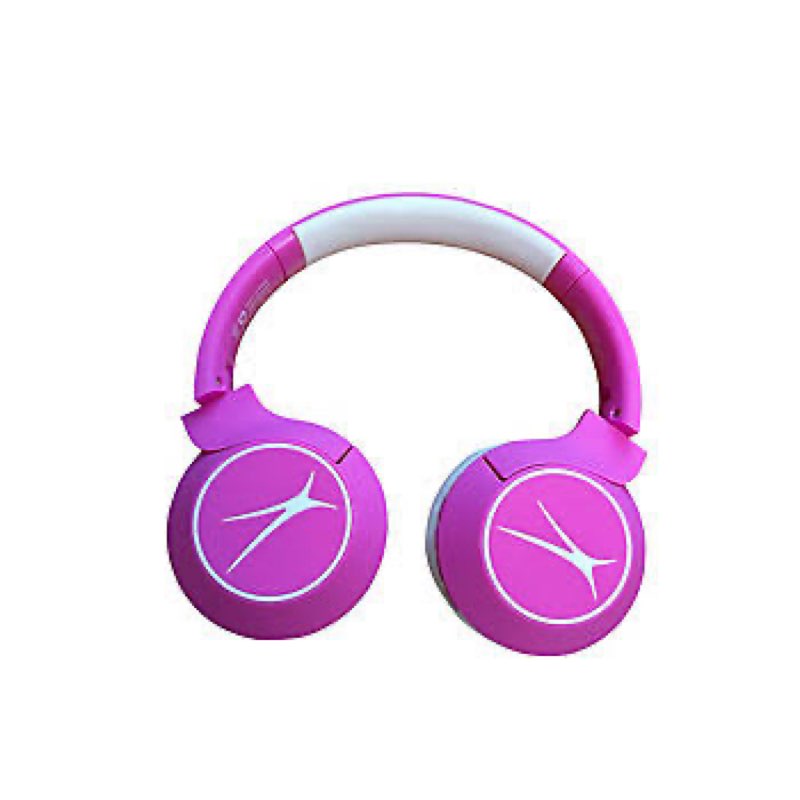 altec lansing kid safe 2-in-1 wireless bluetooth headphones - crystal clear sound, safe volume limiting, foldable design - enjoy audio and protect your child's hearing pink and white