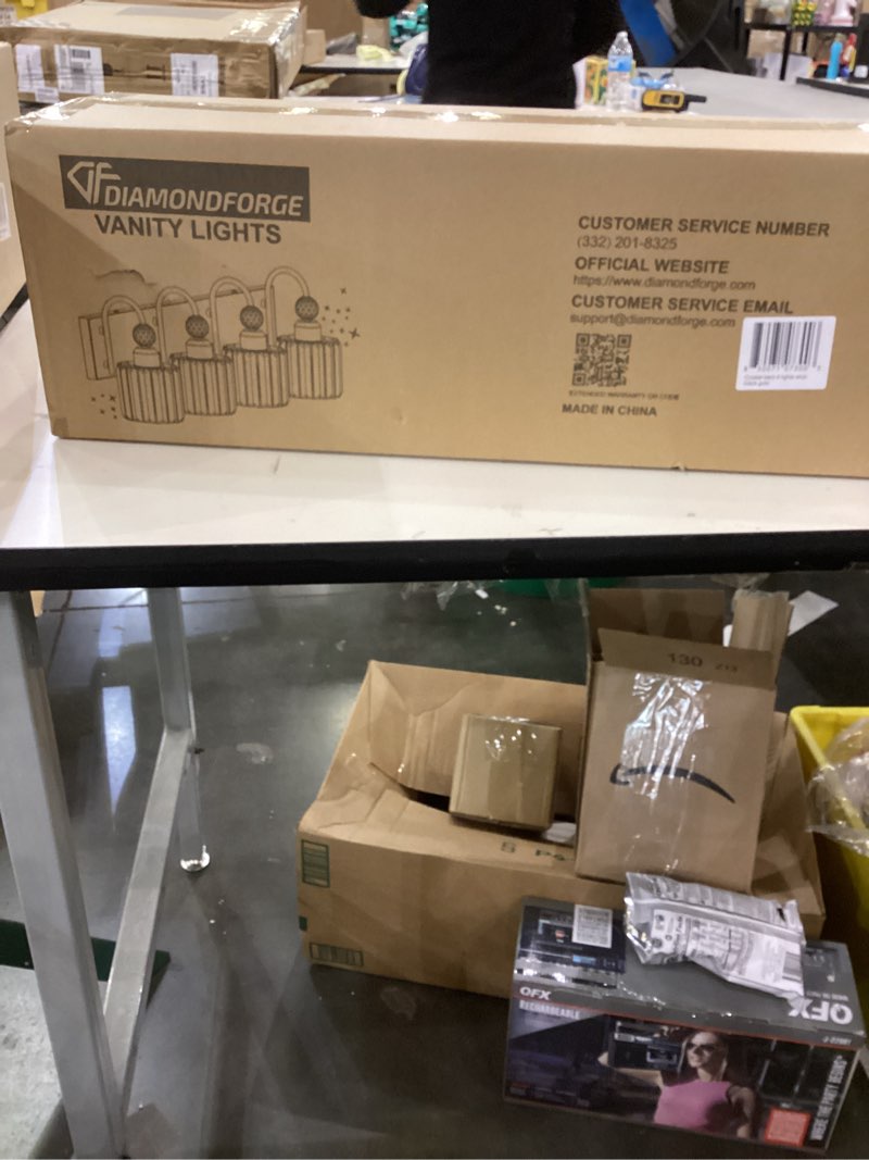 DIAMONDFORGE Wall Sconces with Crystal Bent 4 Lights Stick Black Gold