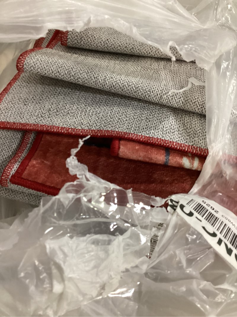 Condition photo showing As Is for LIVEBOX Christmas Area Rug 8x10, Soft Washable Rugs for Living Room, Red Boho Large Area Rugs for Bedroom with Non Slip Backing, Vintage Indoor Carpet for Dining Room Office(8'x10') 8' x 10' (Rectangular) Red