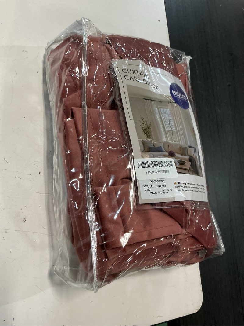Condition photo showing Good Condition for miulee velvet curtains 90 inches 2 panels - luxury blackout curtains for bedroom living room thermal insulated super soft window drapes rod pocket & back tab, dusty rose pink, w52 x l90 inch 52"w x 90"l (pack of 2) dusty rose