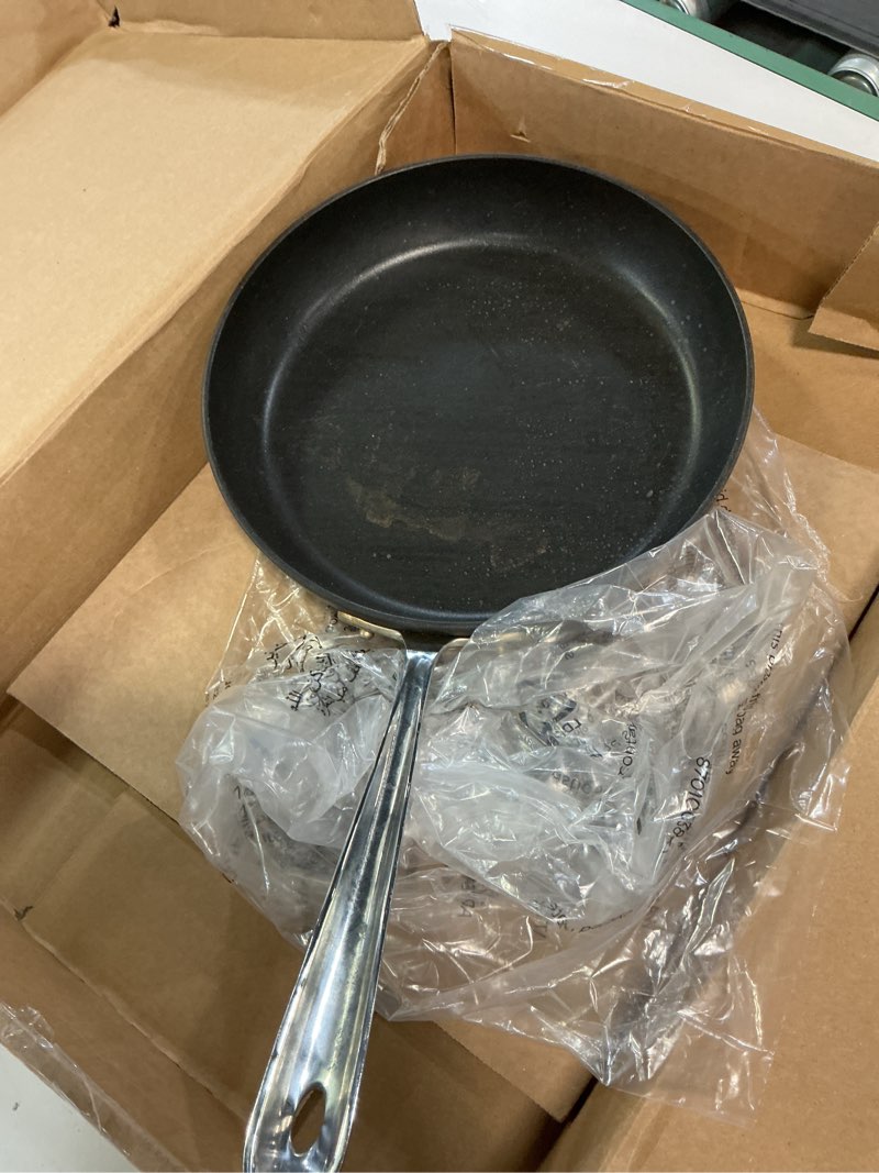 Condition photo showing As Is for All-Clad D3 Stainless 3-Ply Bonded Cookware  Fry Pan with Lid  12 inch