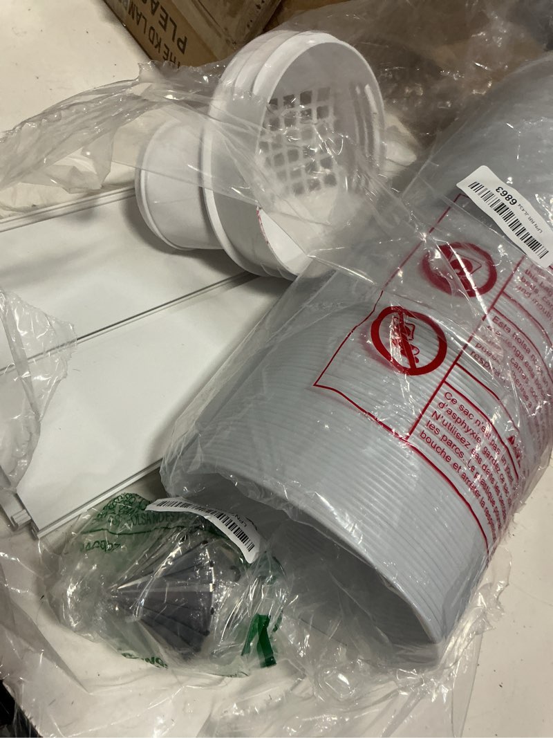 Condition photo showing As Is for portable ac window vent kit, with 5.9" exhaust hose, 5.9" coupler and bird guard, adjustable air conditioner window seal kit length range (17" to 63"), universal sliding ac vent kit