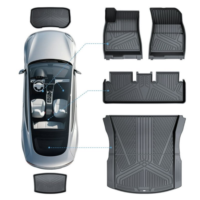 ( incomplete 3 pcs only ) COMAUTO Thickened Premium for Tesla TPE Floor mats Model 3 Highland Standard/Premium/Performance 2024 2025 2026 3D Custom Fit All Weather Interior Accessories Cargo Liner Full Set Car Mats (6 PCS) 2023-2025 | For Model 3 Highland Full Set 6PCS