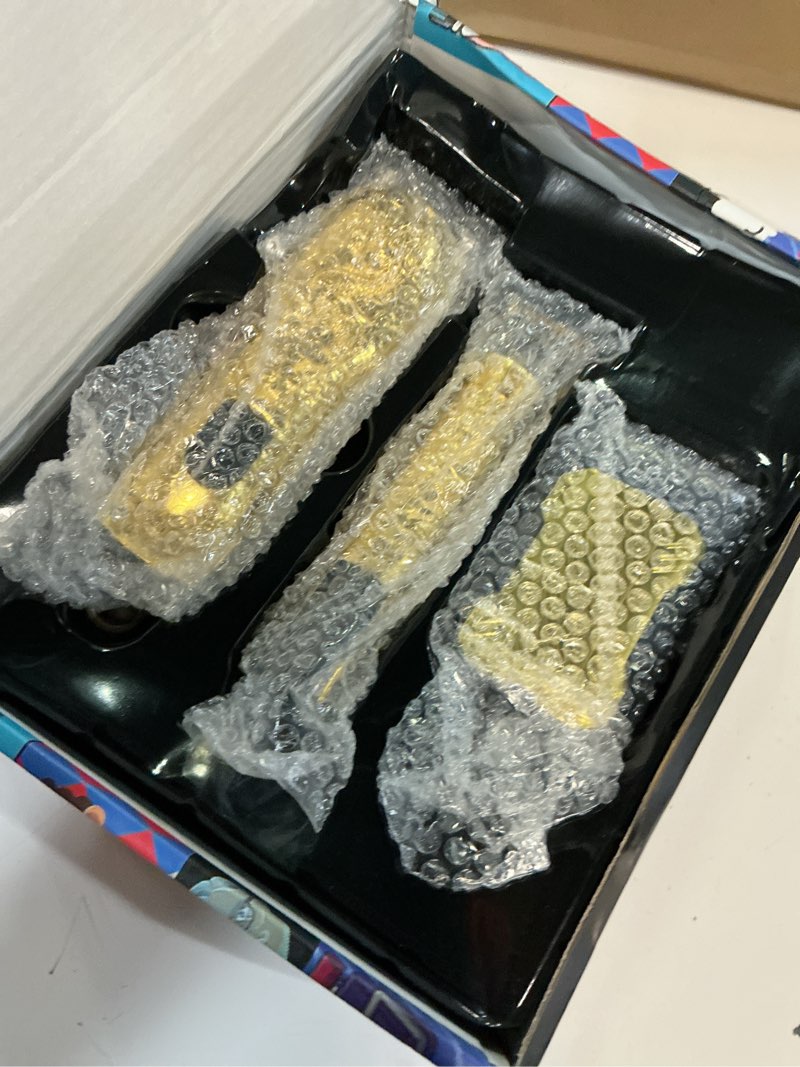 Condition photo showing New/Like New for lqt® professional hair clippers for men, hair trimmer cordless barber clippers and trimmers set, hair cutting kit for men grooming father day gifts professional-gold-3pcs/set gold