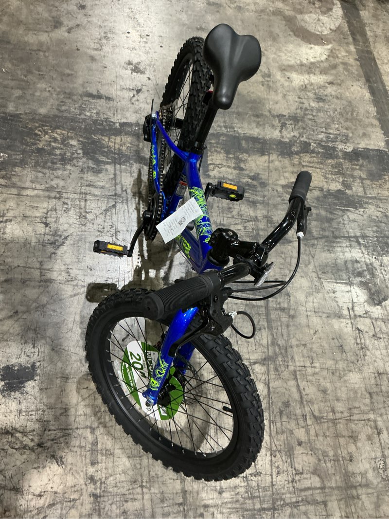 Condition photo showing As Is for ozark trail 20" mountain bicycle, 7 speed, fits riders 3'11"-4'4", child, unisex, blue