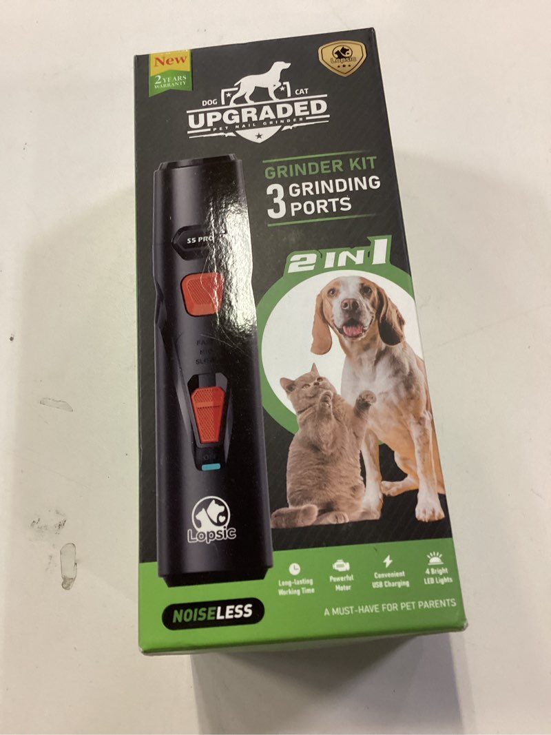 Condition photo showing New/Like New for dog nail grinder with 2 led lights powerful 2 speeds super quiet dog nail trimmers with 3 grinding wheels rechargeable pet dog nail clippers for large medium puppy dogs dog nail file cat nail clipper white