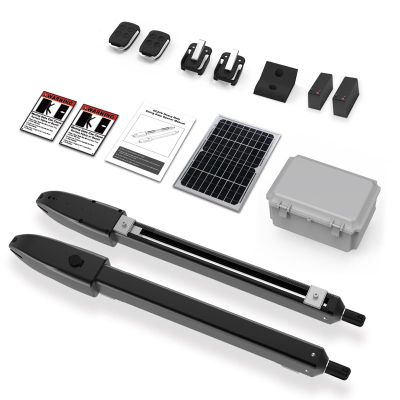 Solar Dual Gate Opener for Swing Gates up to 660lb*2 16ft, Automatic Electric Driveway Gate Operator