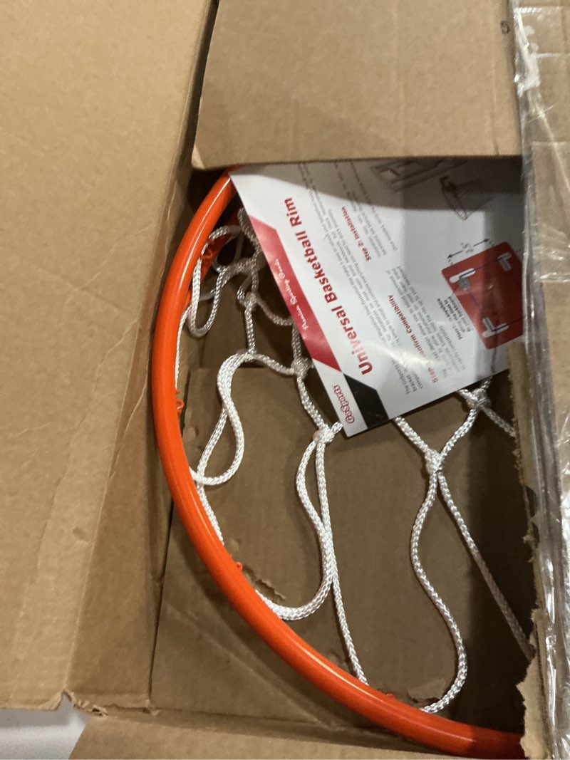 Condition photo showing As Is for GoSports Regulation 18" Steel Basketball Rim - Choose from Fixed or Breakaway - Use for Replacement or Garage Mount