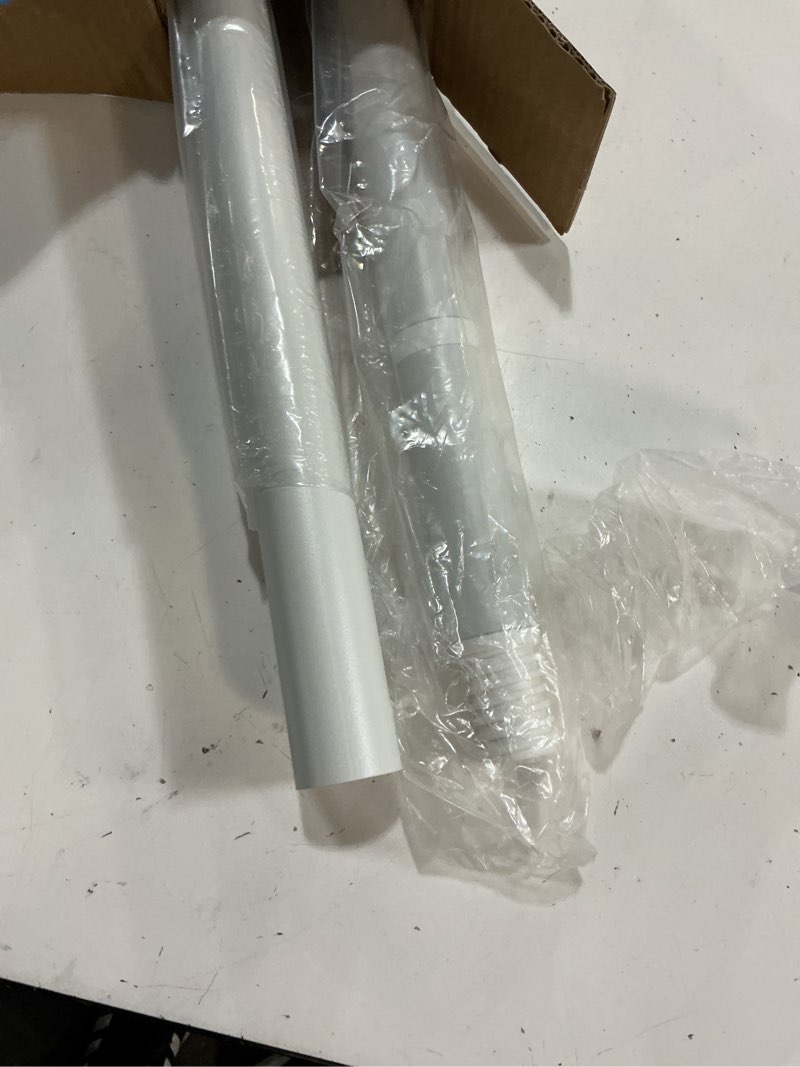 Condition photo showing As Is for white tension curtain rods 41-146 in extra long outdoor patio curtain rods no drilling adjustable heavy duty tension rods for windows bathroom living room curtains, rod diameter 1.26in