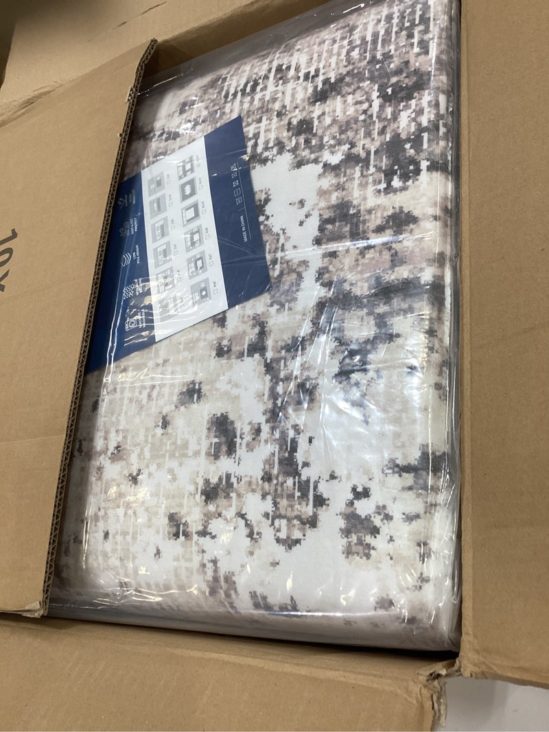 Condition photo showing Good Condition for modern abstract area rug 10x13 non slip non shedding rug low pile stain resistant for bedroom living room,brown grey brown grey 10' x 13' (rectangular)