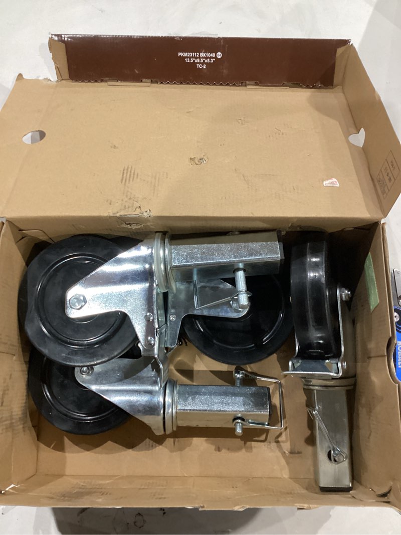 Condition photo showing Good Condition for 5 inches Scaffolding Wheels Set of 4, Baker Scaffold Wheels with Dual Locking Brakes, 1-1/4" Square Tube Stem Rolling Scaffolding Caster, 440LBS Capacity Per Wheel Scaffolding Accessories 5"x1-1/4" Square Tube Stem