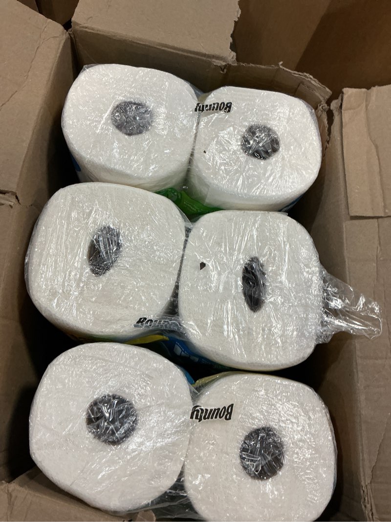 Condition photo showing New/Like New for bounty quick-size paper towels, white, 12 family triple = 40 regular rolls family triple 12 rolls (141 sheets)