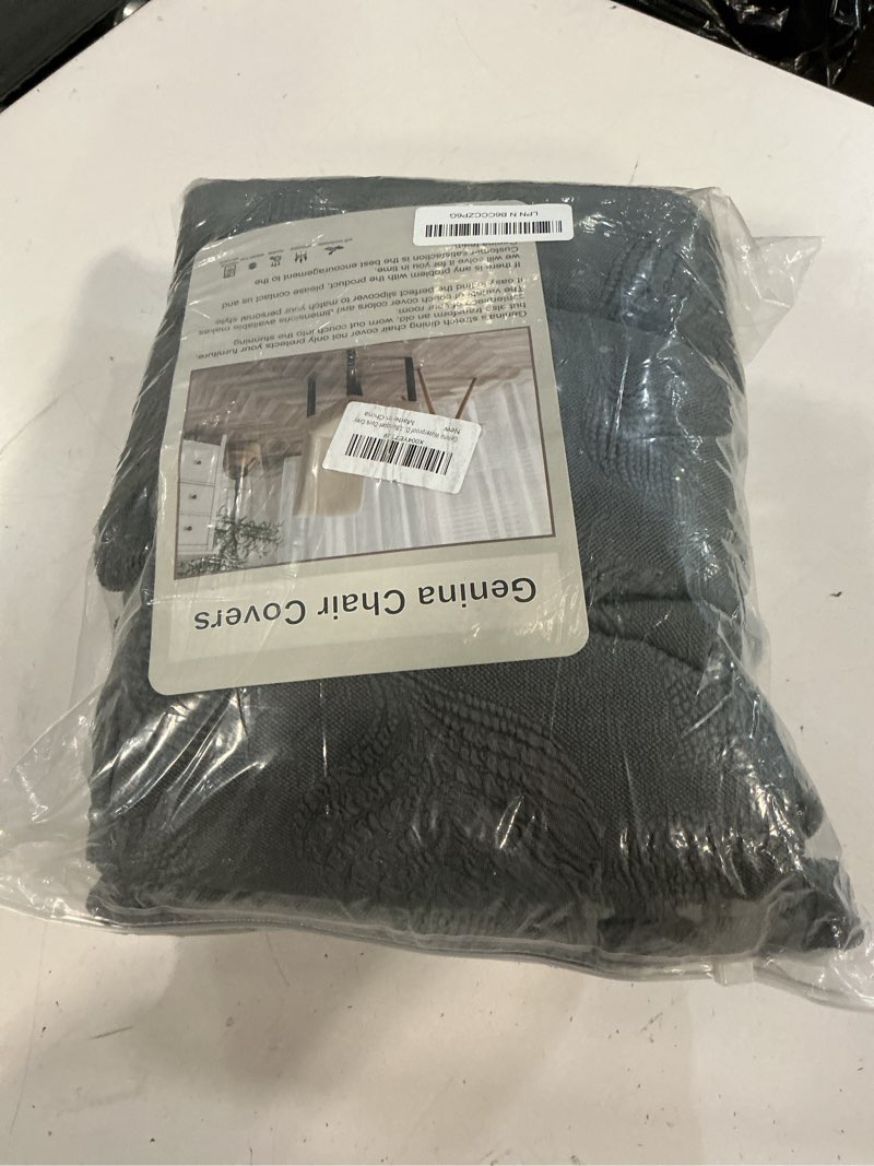 Condition photo showing Good Condition for genina waterproof dining chair covers set of 6,stretch dining room chair slipcovers with leaf jacquard,removable kitchen chair protector for home,restaurant,banquet-dark grey dark grey 6pcs-standard size