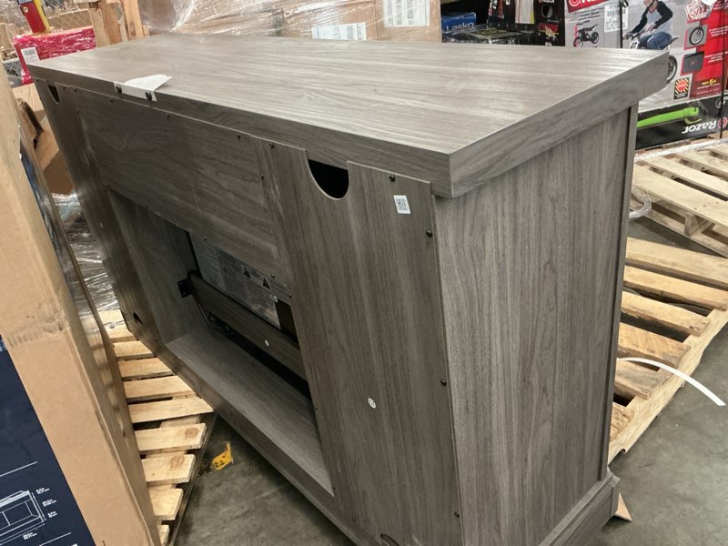 Condition photo showing As Is for electric fireplace tv stand for tvs up to 75",
