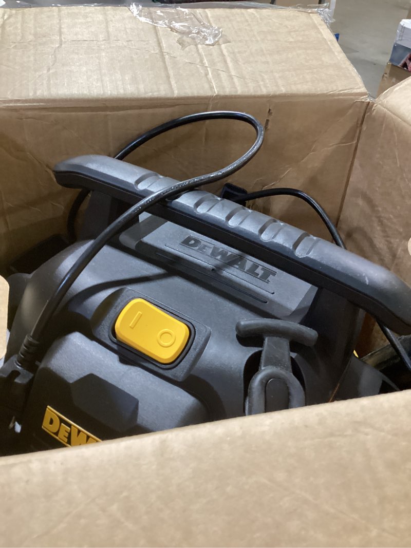 Condition photo showing As Is for DEWALT Shop Vacuum 6 Gallon 4HP Poly Wet Dry Vacuum Ultimate Cleaning Solution for Construction Workshop Environments for Jobsite Garage Home W/Inflation Ket, Yellow, DXV06PL