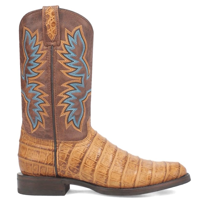 Dingo Mens Trail Boss Alligator Embroidered Round Toe Pull On Casual Boots Mid Calf - Black( Size 13)