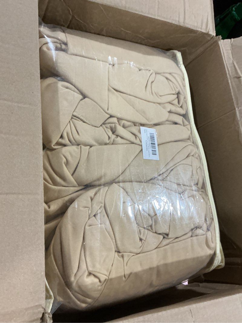 Wish Care 4 Pack Champagne Rectangle Table Clothes for 8 Foot Tables, Polyester Fitted Tablecloths 8