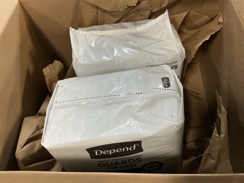 Condition photo showing Good Condition for depend guards incontinence pads for men, maximum absorbency, 104 count (2 packs of 52), packaging may vary