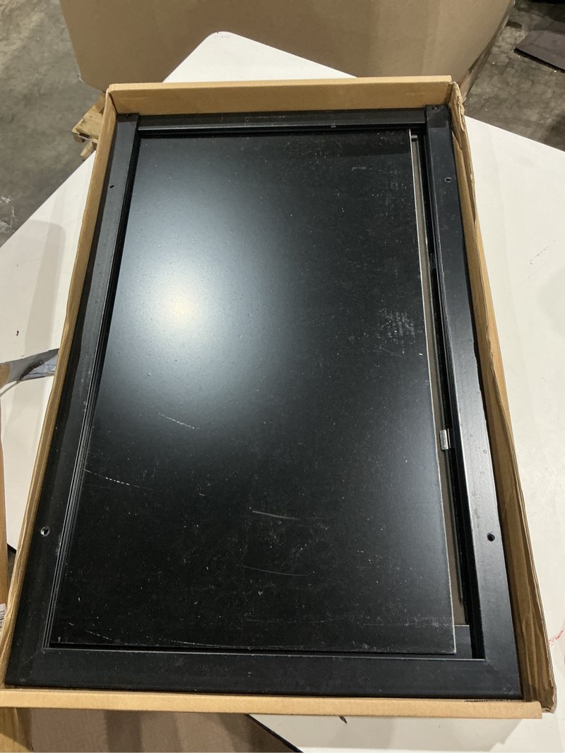 Condition photo showing As Is for dog door for large dogs, x-large aluminum frame pet door with 2-way lock, easy install on interior door/screen/wall, weatherproof magnetic flap (x-large, black) black x large