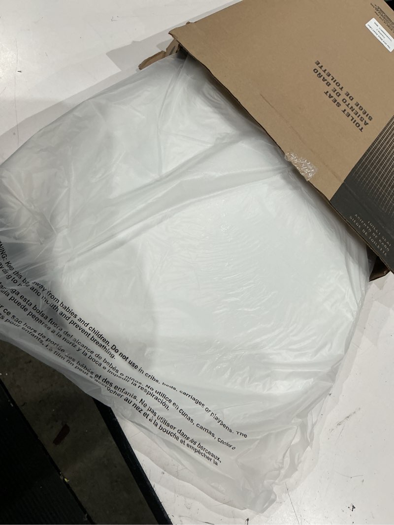 Condition photo showing As Is for bemis slow close round toilet seat, easy clean hinges, white | soft close lid never slams, quick-release hinges for deep cleaning, durable plastic, fits all round toilets, 730slec round slow close
