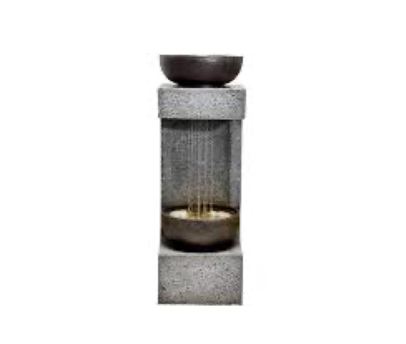 34" H Rainfall Fountain with Bowl On Top with LEDS