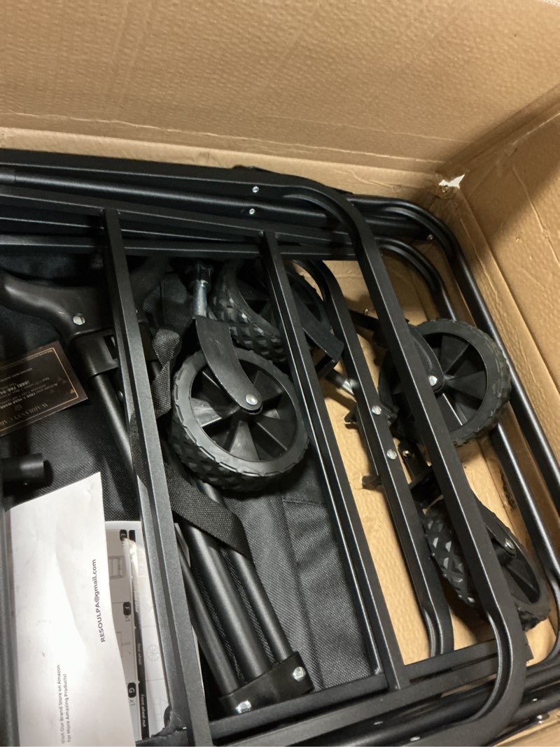 Condition photo showing item condition for PASAMIC Collapsible Wagon 220 lbs, Heavy Duty Wagon Carts Foldable, Portable Wagons for Groceries, Beach Cart with All-Terrain Wheels & Drink Holders, Utility Wagon for Shopping, Sports, Camping,Black