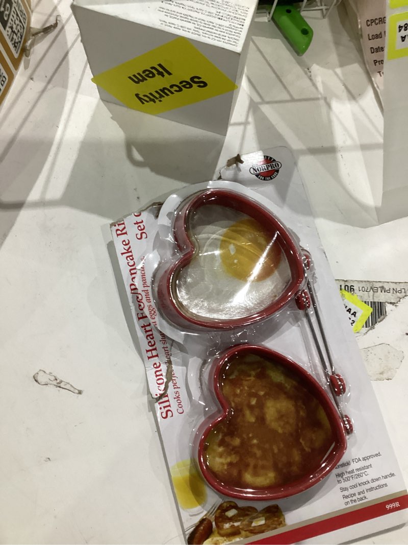 Condition photo showing As Is for Norpro - 999R Norpro Silicone Heart Pancake/Egg Rings, 2 Pieces, One Size, Red