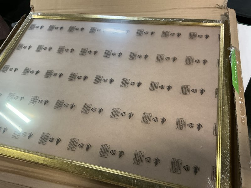 Condition photo showing Good Condition for wood 20x28 frame gold, ornate natural 28x20in poster picture frame, modern golden 20 x 28inch gallery wall photo frame with hd plexiglass, horizontal vertical wall mounting display 1pcs gold 20x28