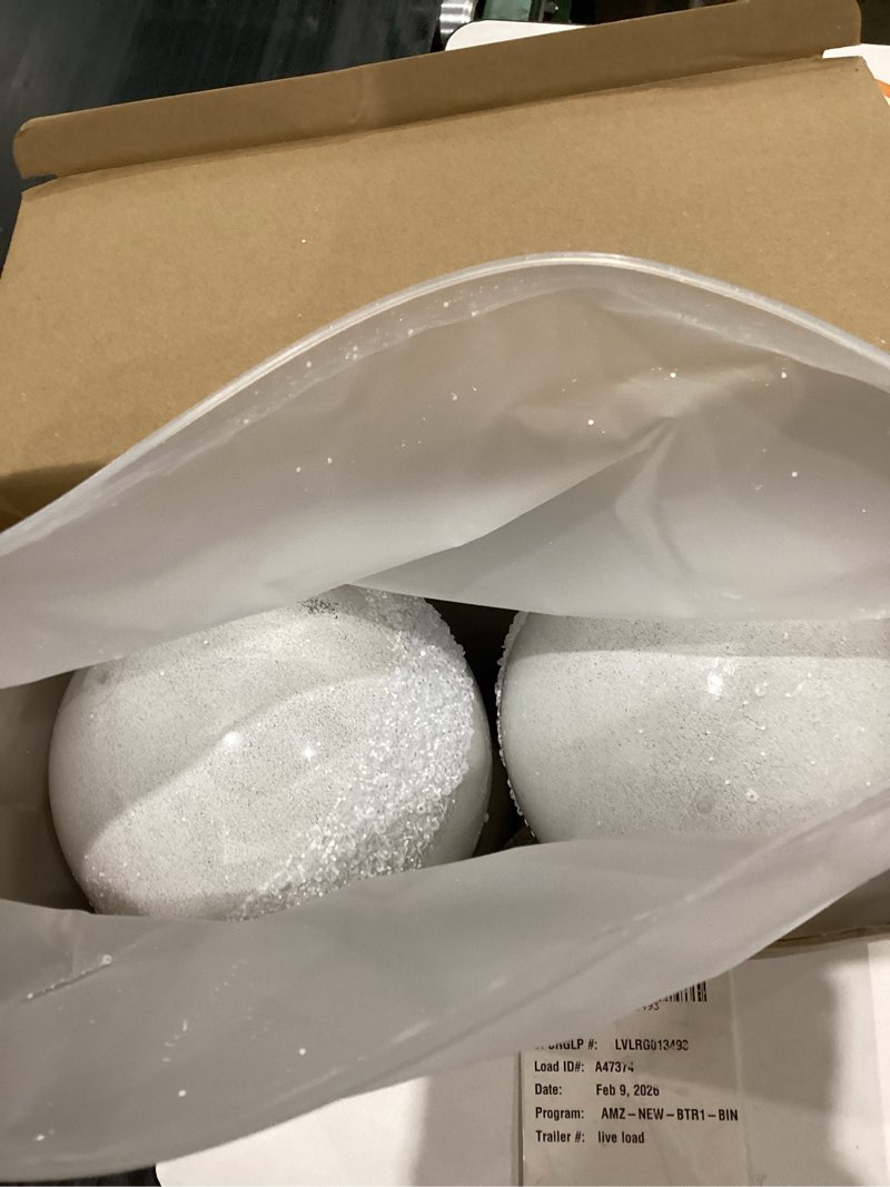 Condition photo showing As Is for Shappy 4 Pcs 6 Inch Large Christmas Tree Balls Ornaments Plastic Decorative Hanging Ornaments Decoration for Xmas Tree Garland Wedding Party Holiday(White)