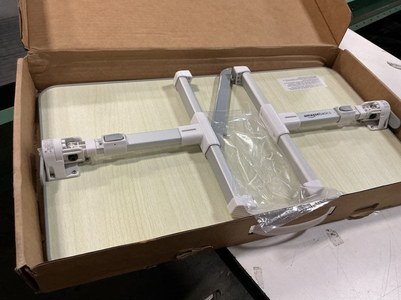 Condition photo showing As Is for Amazon Basics Adjustable Tray Table Lap Desk Fits up to 17-Inch Laptop, Large, 13"x24", Cream