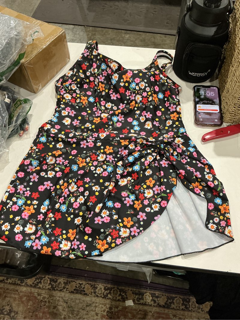Condition photo showing Good Condition for eomenie one piece swimdress swimsuits for women tummy control swim dresses skirt bathing suit x-large black floral