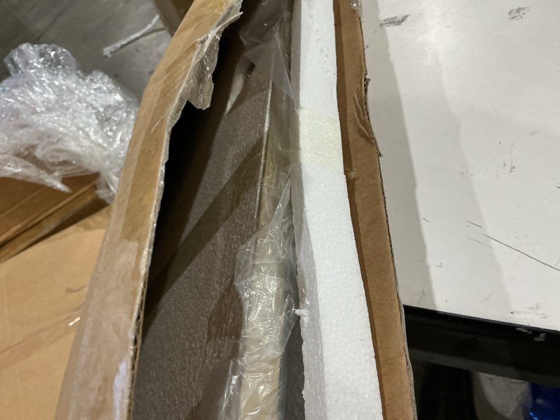 Condition photo showing New/Like New for gold metal frame bathroom arch mirror for over sink, 30x40 inch rounded arched tempered mirror, wall vanity mirror for farmhouse, modern luxe mirror for bedroom, living room, entryway gold 40"l x 30"w