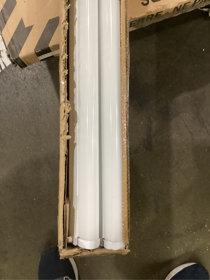 Condition photo showing Good Condition for (not tested)antlux 110w 8ft led wraparound ultra slim strip lights, 12600lm, 5000k, 8 foot led garage shop lights, flush mount warehouse office ceiling lighting fixture, fluorescent tube replacement, 2 pack 5000k daylight white