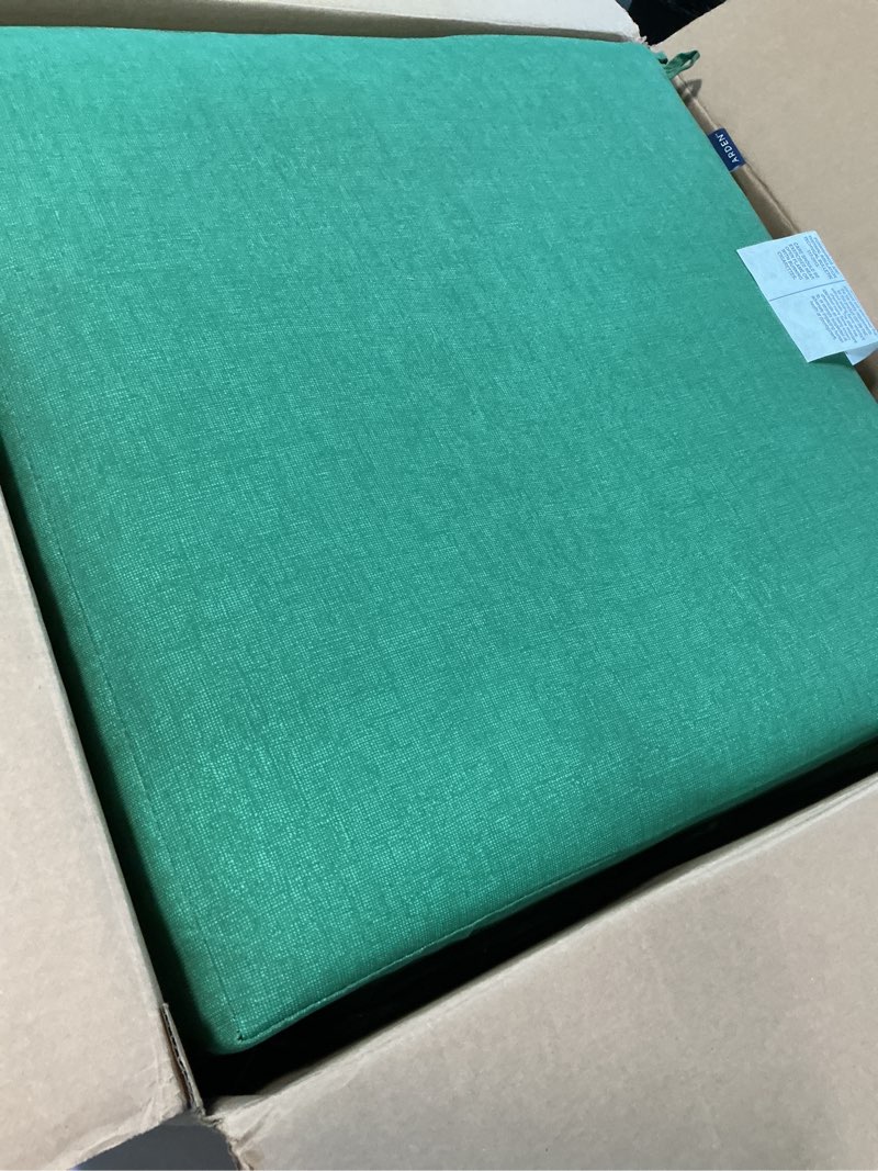 Condition photo showing Good Condition for arden outdoor deep seat cushion set, 24 in x 24 in, weather-proof, rain-proof, fade resistant patio cushion for chair, sofa, and couch bright moss green leala polyfill bright moss green leala 24" x 24"