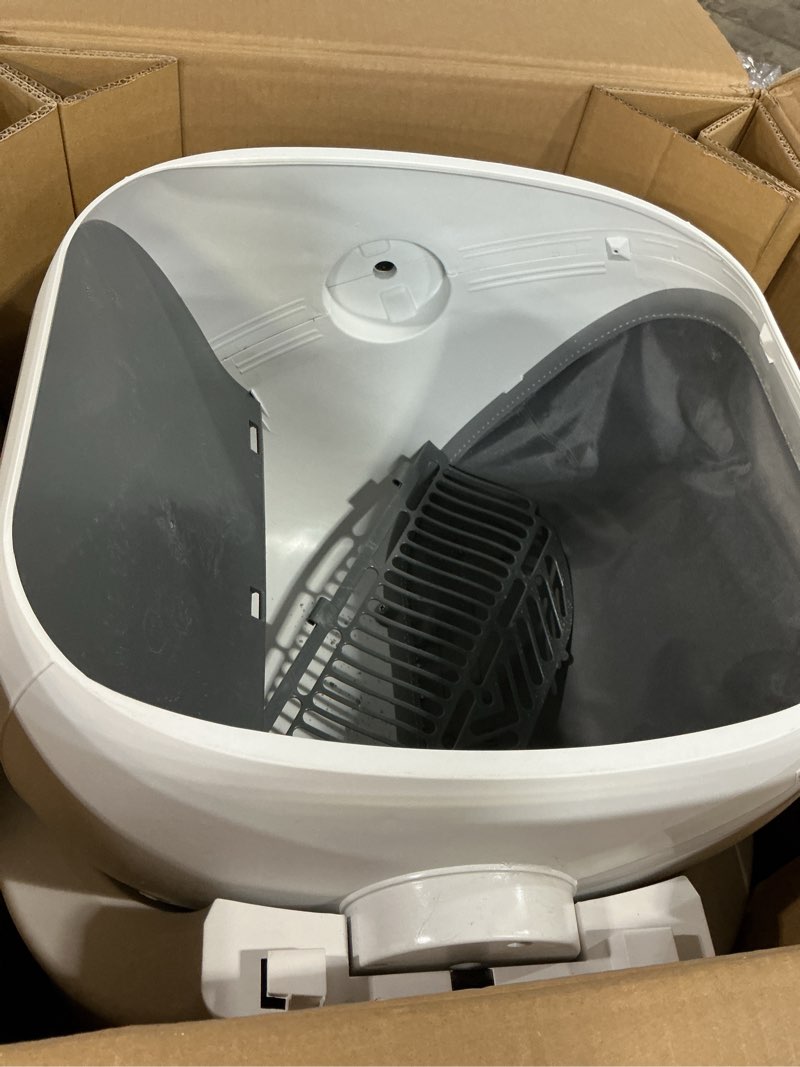 Condition photo showing New/Like New for open top automatic litter box, odor control, ready to use, self cleaning litter box, large capacity with app control and safety sensor, ellenpent, with trash bags/waterproof mat/litter mat