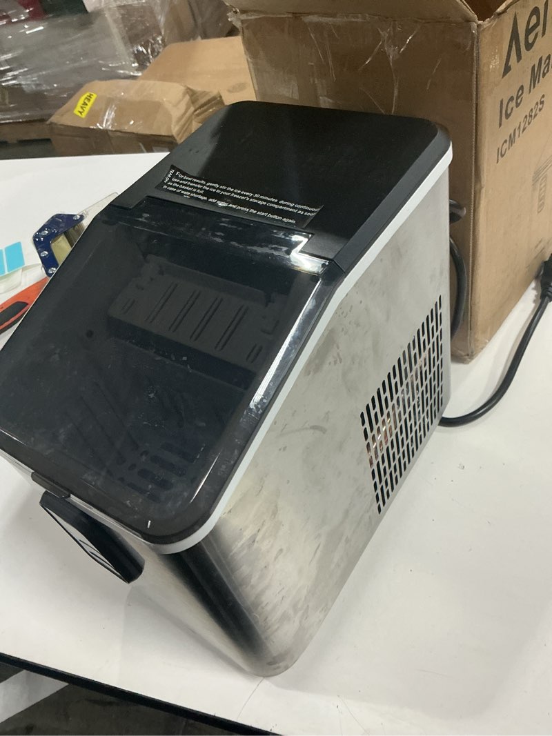 Condition photo showing Good Condition for Aeitto Ice Maker Countertop 26lbs/24H, Ice Machine 8 Ice Cubes Ready in 6 Mins, 2 Sizes of Bullet Ice Portable Ice Makers with Basket & Scoop, Auto Self-Cleaning for Home/Kitchen/Office Stainless Stainless Silver