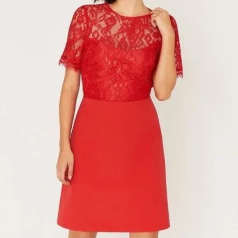(SIMILAR)(SIZE XL)Oasis Lace Body Shift Dress Red 