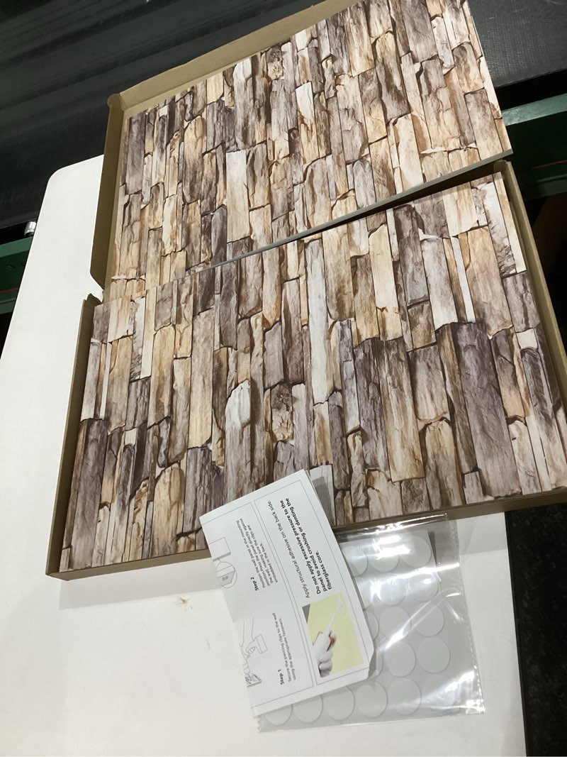 Condition photo showing New/Like New for 3 pcs acoustic wall art acoustic panels, 24x16 inches flat stone pattern sound absorbing wall art, decorative sound absorbing panels for wall, room, home theater, studio 24x16inch*3pcs stone brick