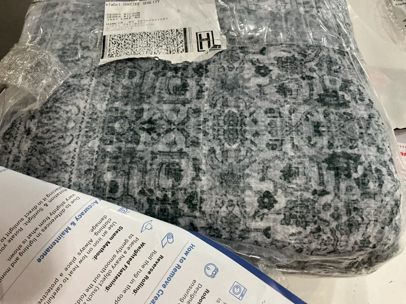 Condition photo showing Good Condition for garvee 2x12 vintage floral runner rug traditional medallion floor carpet non slip non shedding runner, low pile thin runner, soft washable hallway runner, distressed gray runner for kitchen