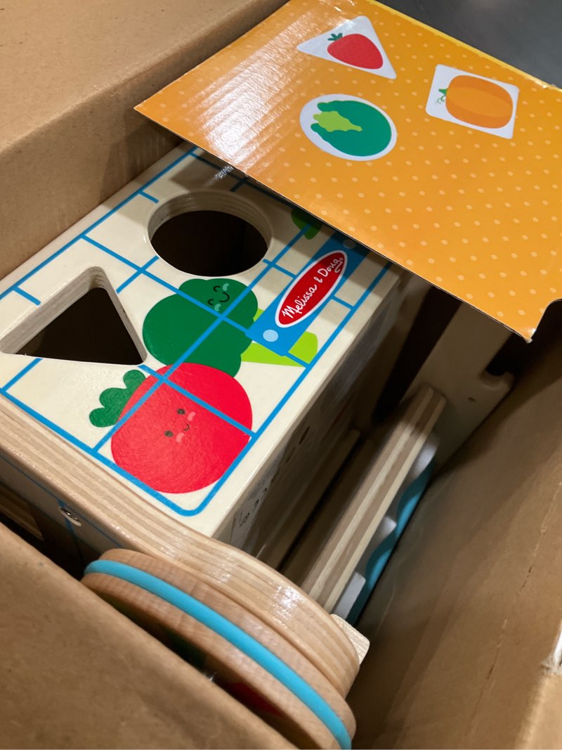 Condition photo showing As Is for Melissa & Doug Wooden Shape Sorting Grocery Cart Push Toy and Puzzles - Pretend Play Grocery Toys, Sorting and Stacking Toys for Infants and Toddlers Ages 1+ - FSC-Certified Materials MAIN